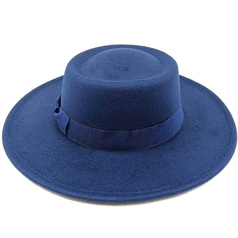 Chapéu Fedora unissex de inverno, superfície circular côncava e convexa, chapéu de jazz de feltro liso, elegante para homens e mulheres.