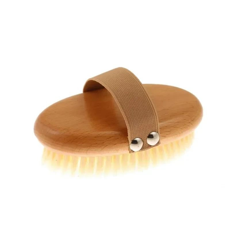 Natural Bristle Brush Soft Wet Dry Skin Body SPA Bath Massager Home