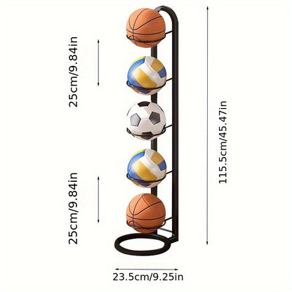 1PC Black Metal Sports Ball Organizer - for Balls, Multi-functional Storage Rack, Perfect Holiday Gift shelves