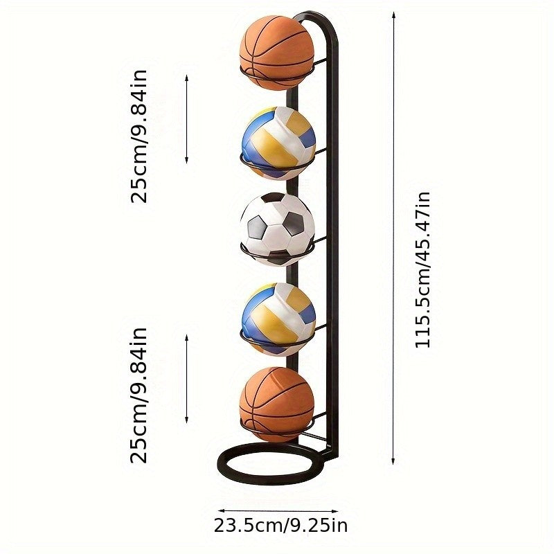 1PC Black Metal Sports Ball Organizer - for Balls, Multi-functional Storage Rack, Perfect Holiday Gift shelves