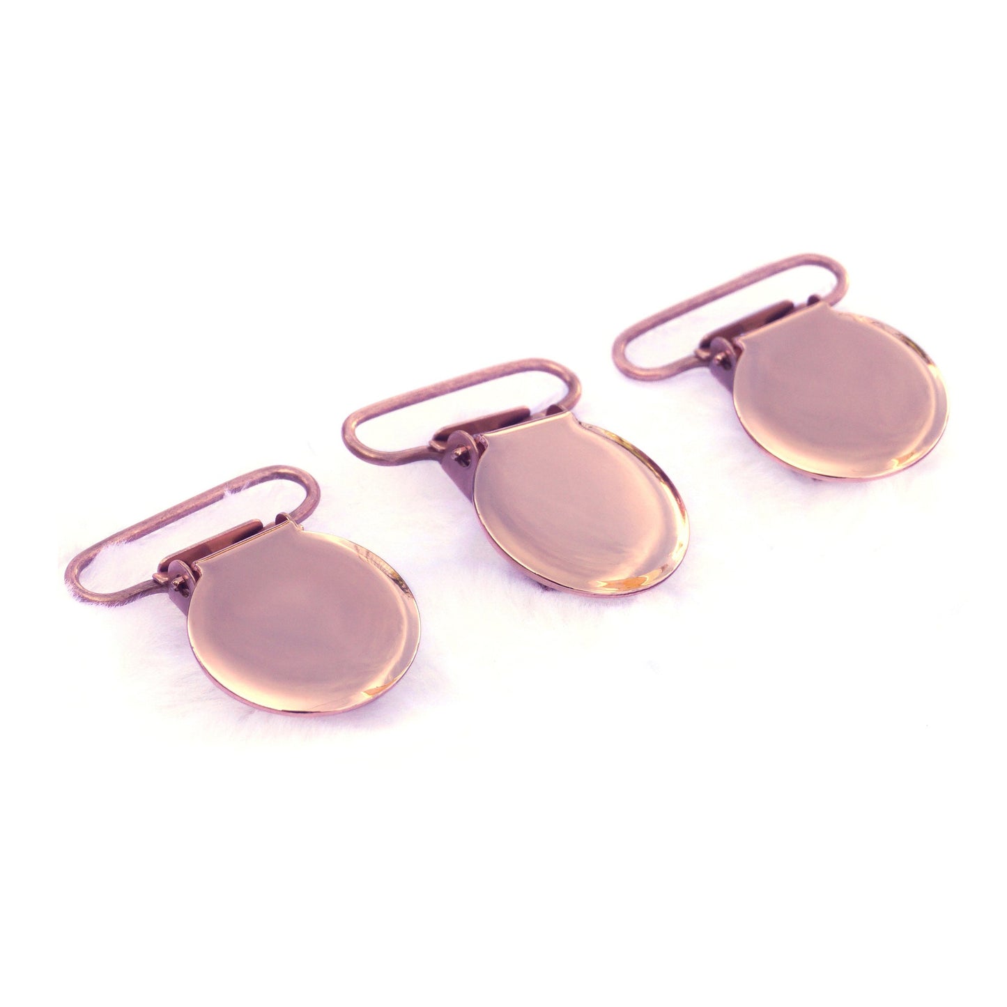 10Pcs Rose Gold Round Shape Pacifier Suspender Clips Baby Pacifier Holder Infant Dummy Clip With Plastic Insert for 25mm Ribbon