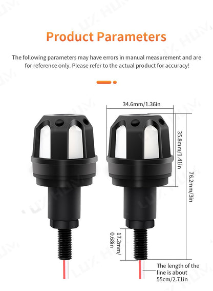 Luz estroboscópica de guidão de motocicleta, luz indicadora de LED de alto brilho, luz de seta para scooter 12V, lâmpada de advertência lateral à prova d'água