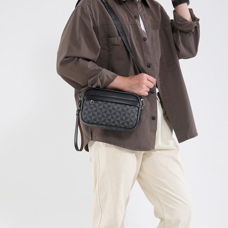 Casual Lightweight Business Shoulder Bags for Men PU Leather Messenger Bag Comfortable Wide Strap Crossbody Bags Designer Male