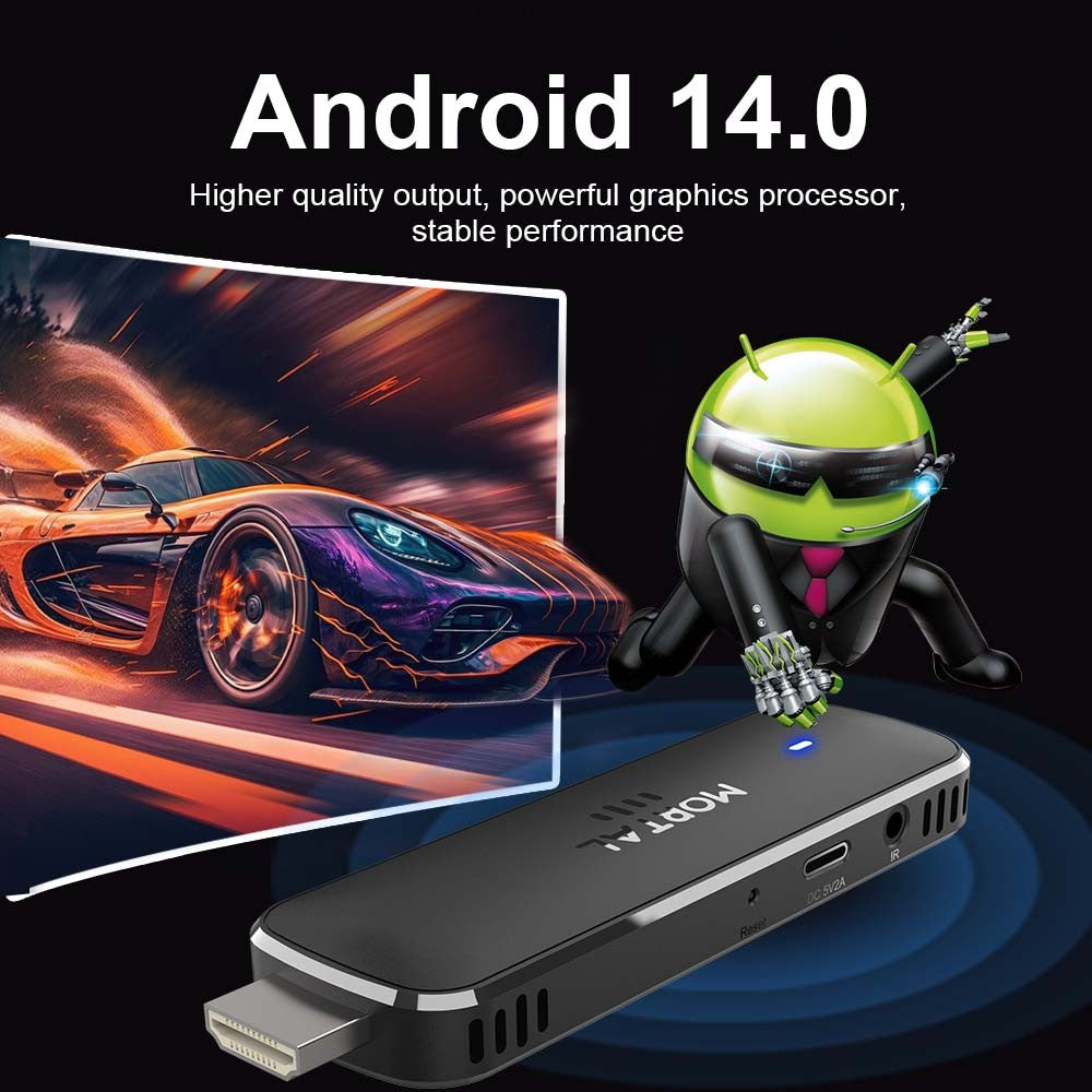 Versão Global Android14 TV Stick Home Theater Allwinner H313 Mortal Q8 Suporte 4K@60fps Wifi6 Bluetooth Controle Remoto por Voz TV Ao Vivo