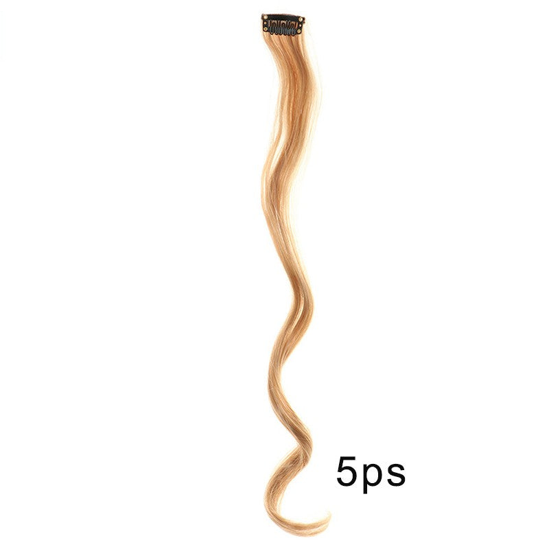 5pcs Colorful Curly Wavy Hair Extensions 18 inch Synthetic Wave Clip-In Hairpieces for Women Cosplay Christmas & New Year Gifts
