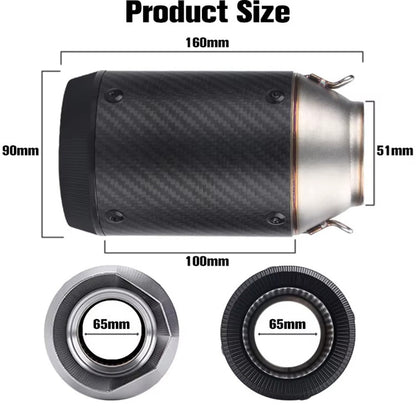 Universal Motorcycle Exhaust CNC Carbon Fiber Escape Muffler For Kawasaki Z900 FZ6 RC390 S1000XR