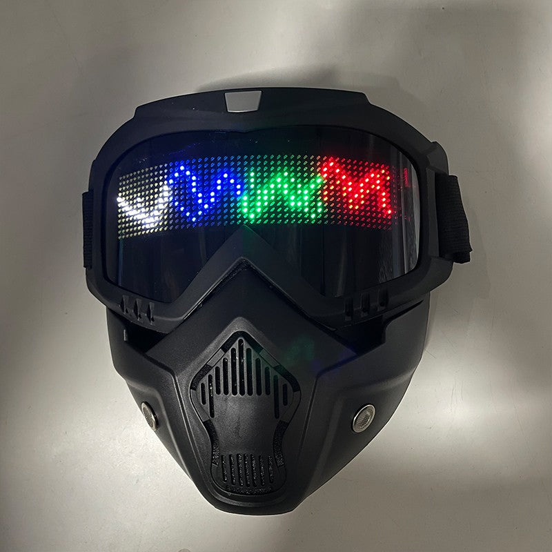 High Quality LED Glowing Mask DIY Patterns Punk Style Full Face Goggles Mask For Adult Bluetooth Button Control Change Mask
