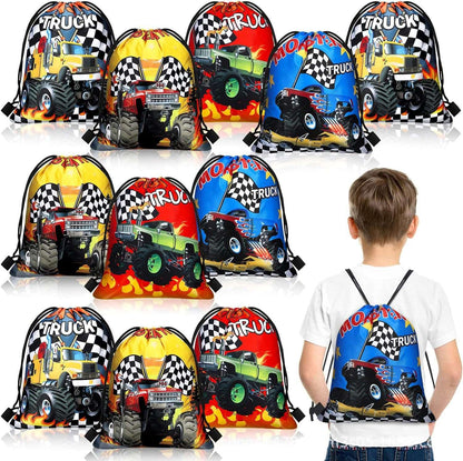 5/10/20/30/40/50pcs Monster Truck Party Favors Racing Truck Party Gift Bag Drawstring Backpacks Truck Birthday Party Decorations