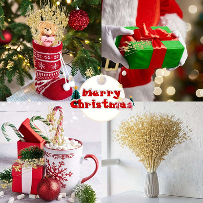 6pcs Christmas Decoration Pistachio Wedding Gift Gold Powder Berries Christmas Tree Handmade DIY Sequin Gold Powder Ball Bunch