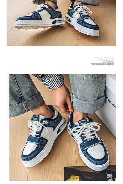 Tênis Masculino Azul da Moda 2025 Calçados Streetwear Hip Hop Tênis Casual Primavera Skate Tênis de Grife de Luxo Masculino