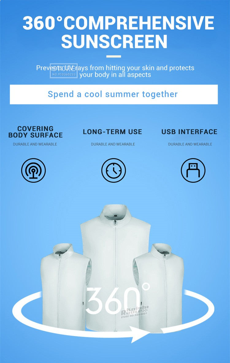 2024 Cool Vest Wearable Cooling Fan Vest Air-conditioned Clothes Cooling 13 Hours for High Temperature Work Fishing Vest Hiking