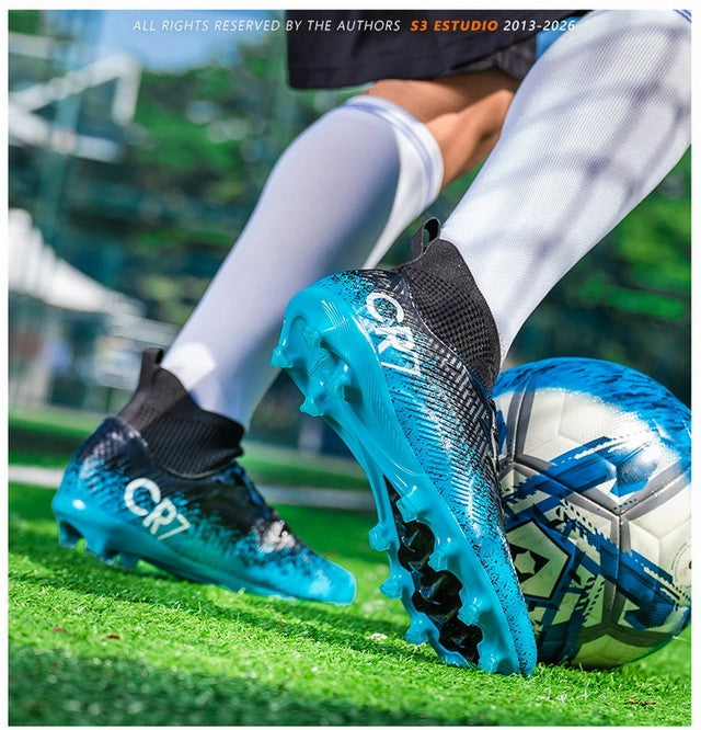 Men Soccer Shoes Football Boots Ultra-light Non-slip Long Spikes Outdoor Professional Cleats Grass Sports Shoes Match Sneakers