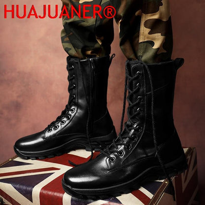 Botas de Couro Genuíno Masculinas de Cano Curto Botas Masculinas de Inverno de Couro com Pelo Quente para Exército Caça Sapatos Masculinos Botas Casuais Pretas