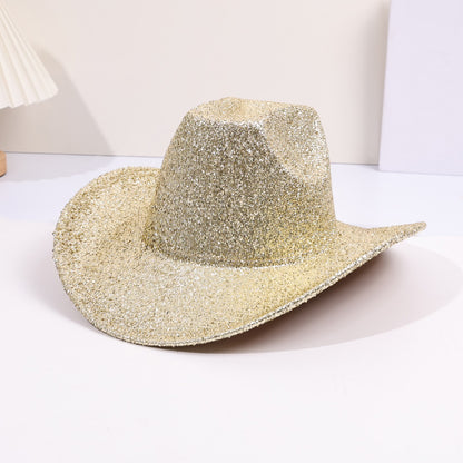 Fashionable gold party cool jazz hat sequins for boys and girls performing ball top hat personalized cowboy hat