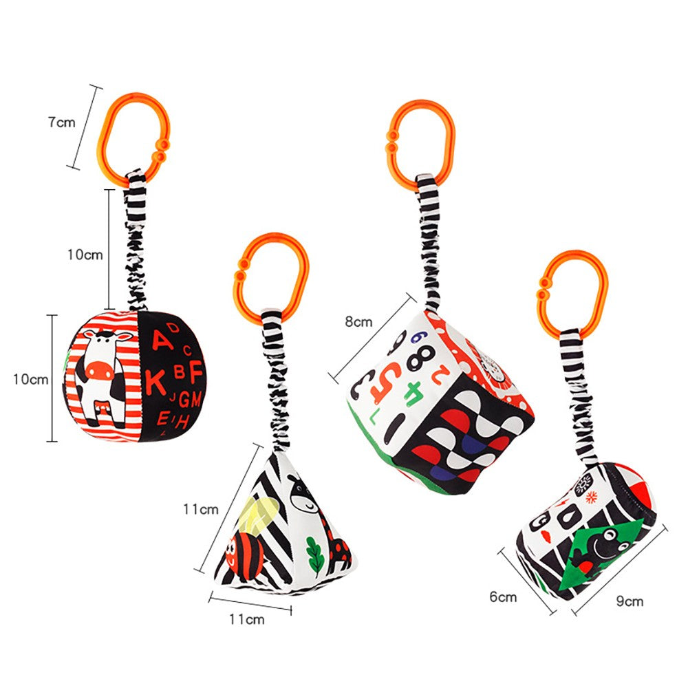 Baby Newborn Crib Hanging Rattle Toys Early Development for 0-12 Months High Contrast Black and White Learning Education Toy
