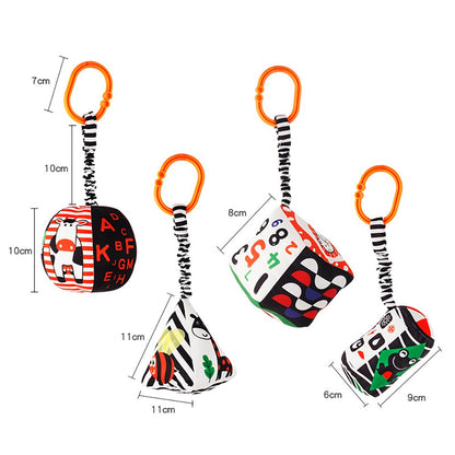 Baby Newborn Crib Hanging Rattle Toys Early Development for 0-12 Months High Contrast Black and White Learning Education Toy