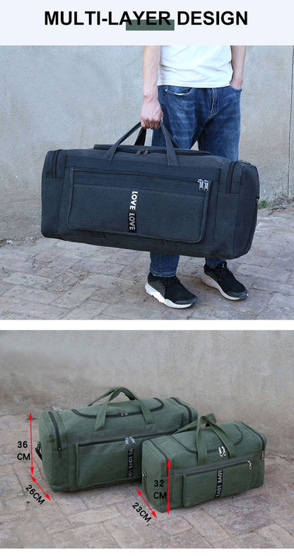 Large Canvas Travel Duffel Bag Waterproof Men's Shoulder Luggage Storage Bags Outdoor Trainning Fitness Sports Handbag XA927D