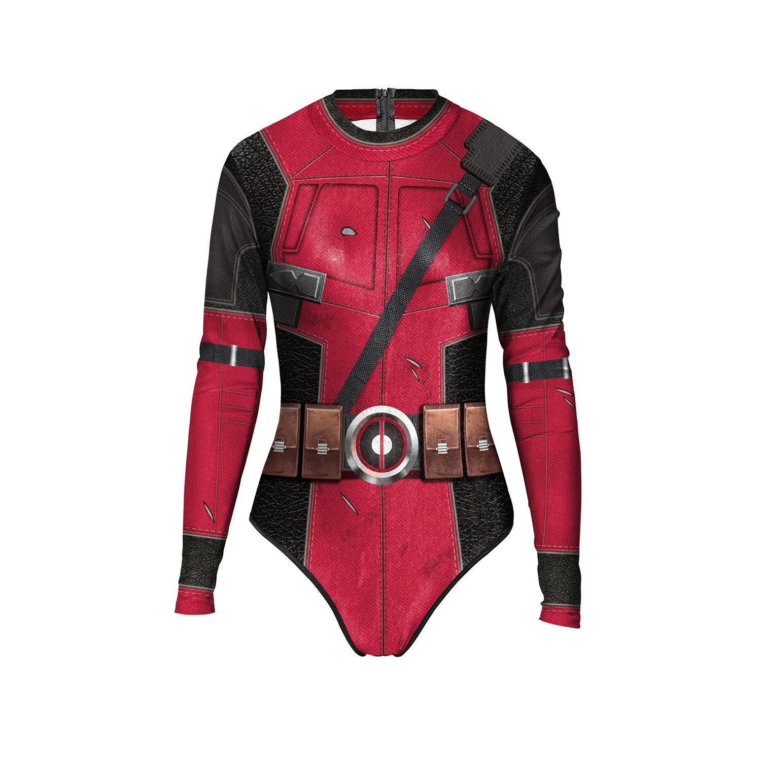 Zawaland Adult Superhero Deadpool Wolverine Print Long Sleeve Party Jumpsuit Cosplay Costume Halloween Party Zentai Bodysuit