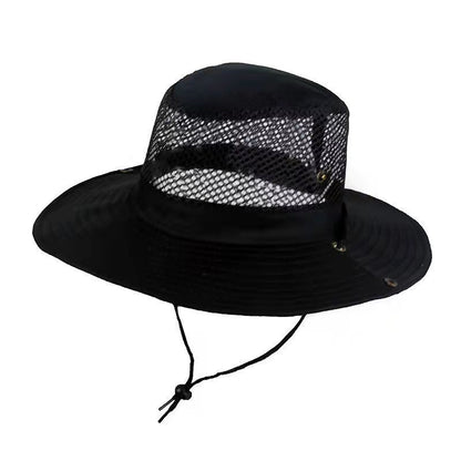 Foldable Mesh Sun Hat for Men Summer Anti-UV Protection Camping Hiking Mountaineering Cap Outdoor Wide Brim Male Fisherman Hats