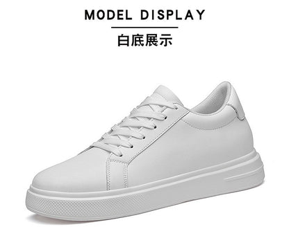 Heightening Casual Shoes Fashion PU Leather Elevator Shoes for Men 6cm 8cm 10cm Invisible Height Increase White Sneakers Cortex