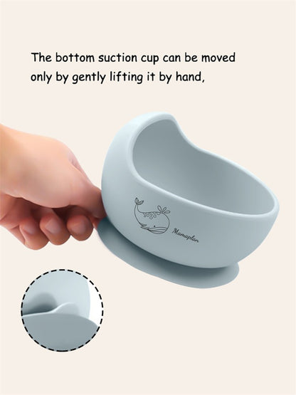 3PCS Custom Baby Feeding Set Spoon Fork BPA Free Silicone Suction Bowl For Toddlers Self Feeding Training Children's Tableware