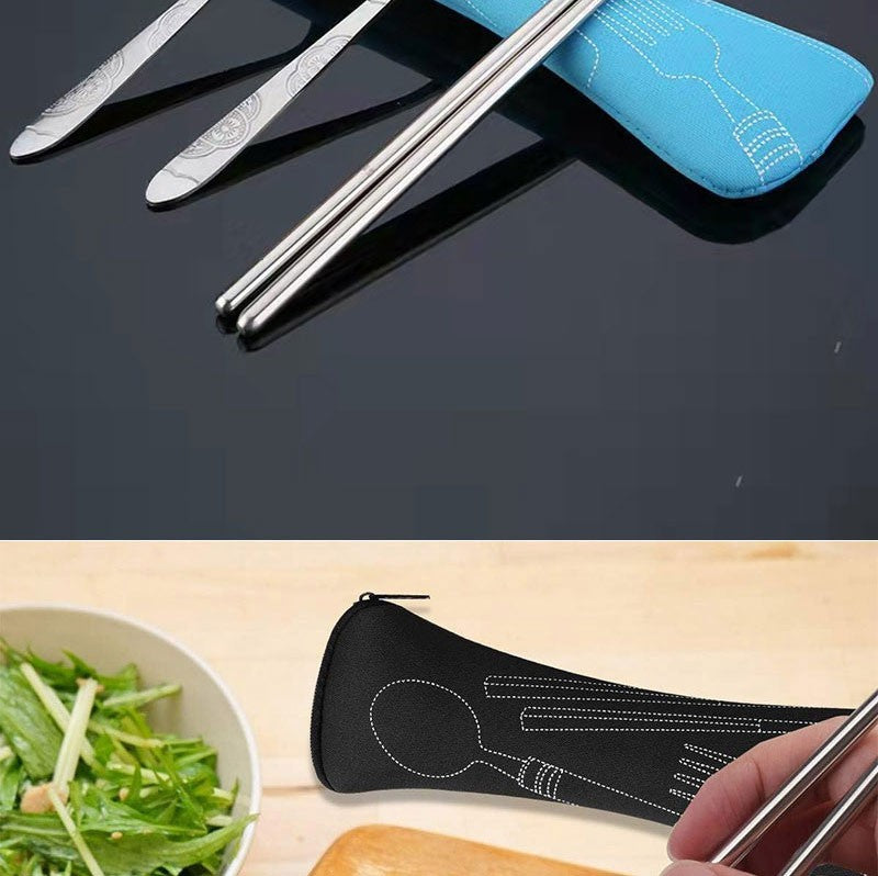 Bolsa Lavável para Talheres de Aço Inoxidável com Zíper, Estojo de Talheres Portátil, Bolsa para Jantar, Ferramenta Doméstica, Colher de Viagem e Acampamento