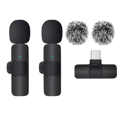 Microfone de Lapela Sem Fio Basix Gravação de Áudio Mini Microfone de Lã Substituível à Prova de Vento para iPhone 16 Gravar Vlog YouTube