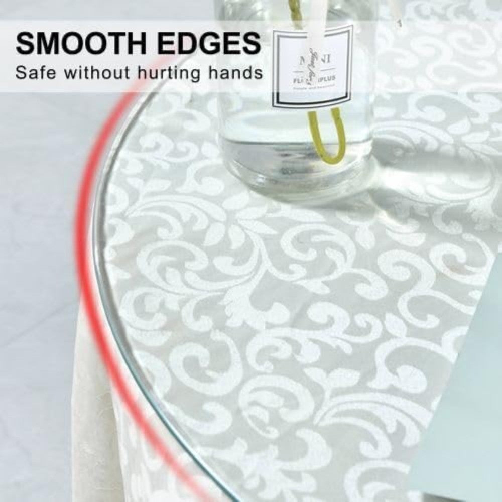 36 Inch Round Tempered Glass Table Top, 0.35 Inch Thick Clear Circular Tabletop with 6 Anti-Slip Rubber Rings, Replacement for D