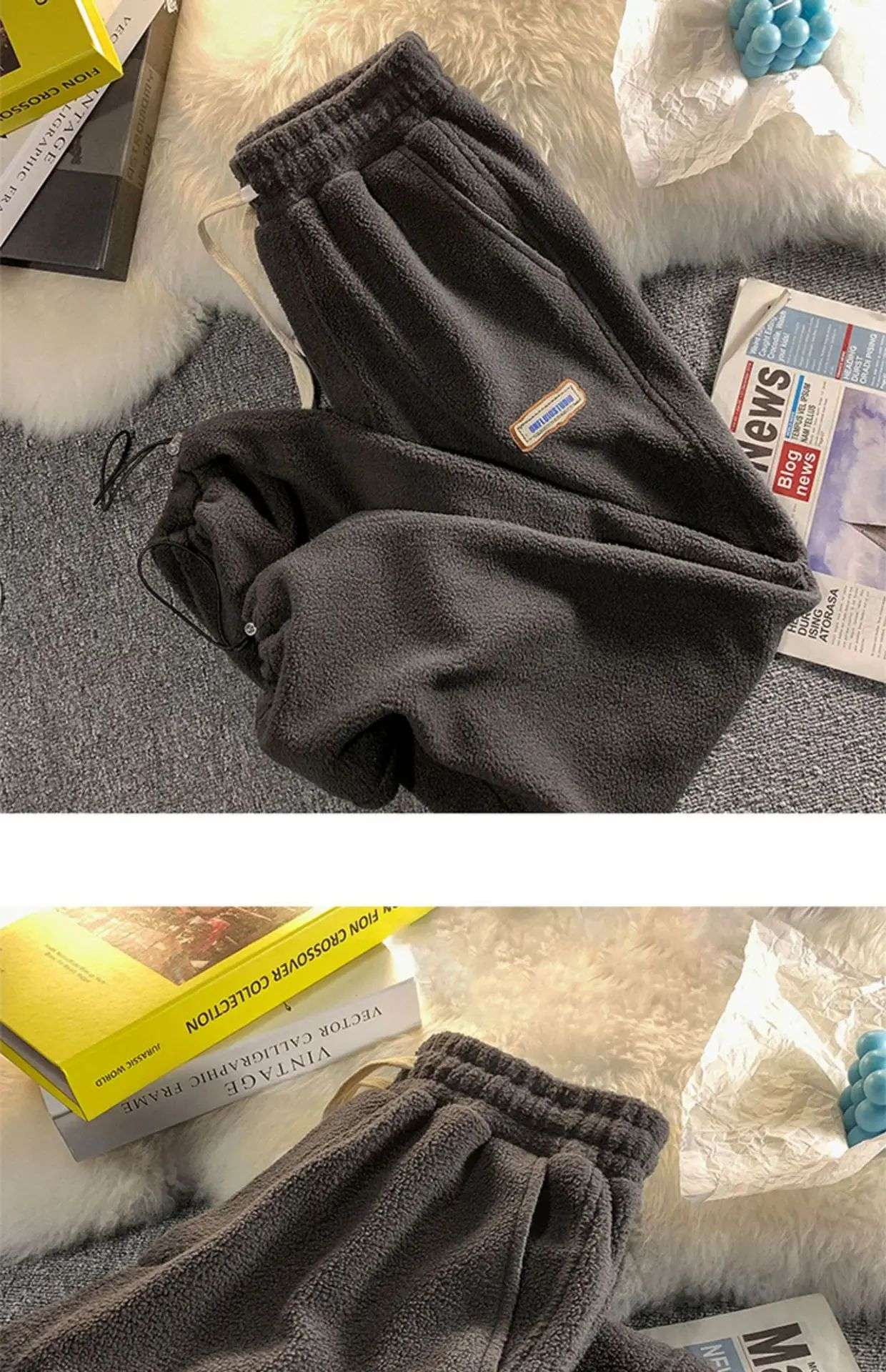 Lamb Velvet Thickened Fleece Women's Casual Pants Autumn Winter Warm Outdoor Wear Loose Fit Sports Trousers