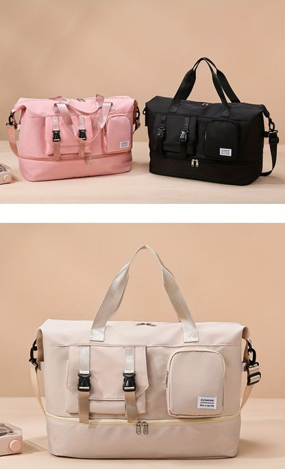 Large Capacity Multi-Functional Travel Duffel Bag & Gym Tote with Multiple Compartments, Durable Nylon Sports Bag