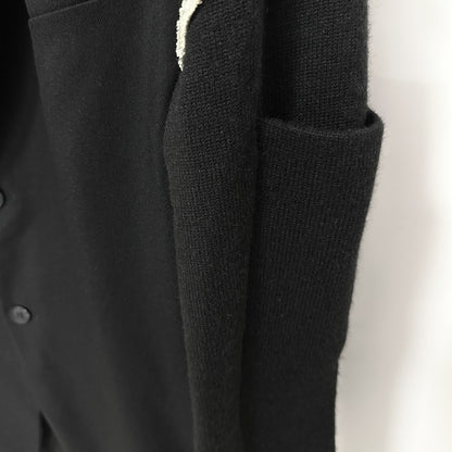 High Street Men's and Women's RO Dark Show Knitted Edge Splicing Sleeve Wide Shoulder Windbreaker Coat Medium Length Blazer Coat