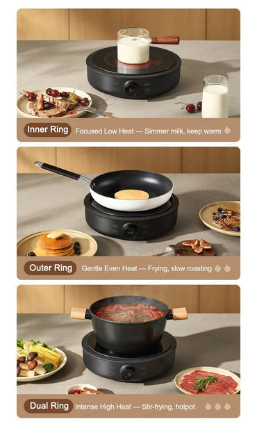 XIAOMI MIJIA Electric Ceramic Cooktop,10?Level Power With Child Safety Lock,Timer,2200W Induction Cooker,CN Version With Adapter