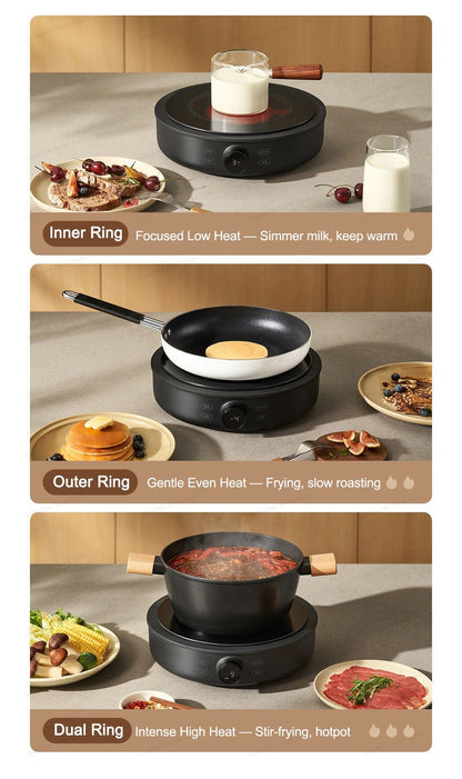 XIAOMI MIJIA Electric Ceramic Cooktop,10?Level Power With Child Safety Lock,Timer,2200W Induction Cooker,CN Version With Adapter