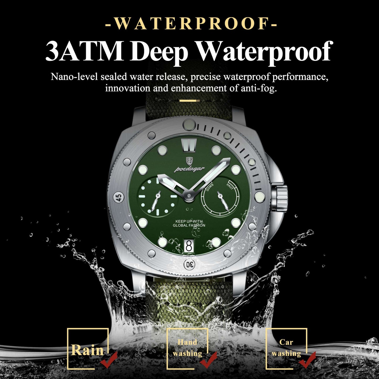 POEDAGAR High Quality Military Watch For Man Waterproof Luminous Date Fashion Men Clock Nylon Leather Quartz Men's Watches Reloj