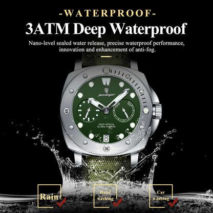 POEDAGAR High Quality Military Watch For Man Waterproof Luminous Date Fashion Men Clock Nylon Leather Quartz Men's Watches Reloj