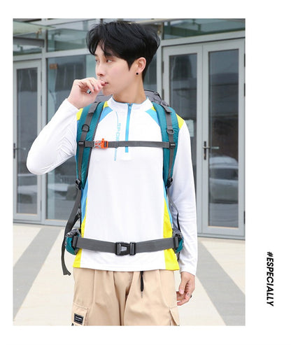Mochila de acampamento em nylon 70L, bolsa de viagem com capa de chuva, mochila para caminhada ao ar livre, mochila de montanhismo, bolsas de ombro masculinas, bagagem