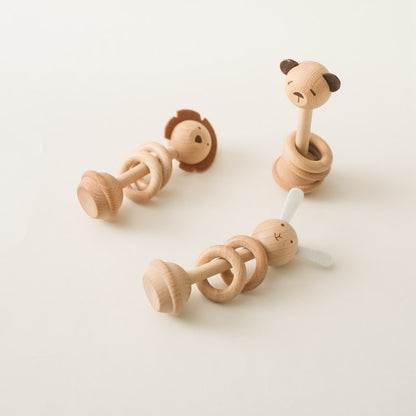 Wooden Animal Rattle Toys for Newborn Wooden Teether Baby 0 12 Months Baby Accessory Cartoon Novel Baby Care Tools Teether Toys