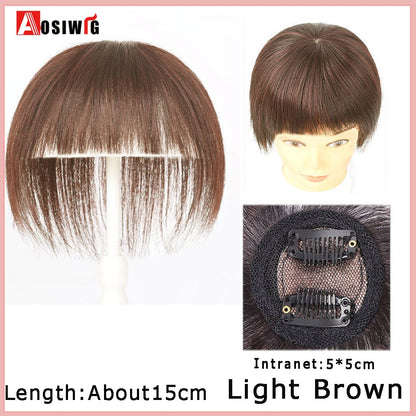 Perucas de cabelo encaracolado sintético AOSI castanho preto, substituição de extensões de cabelo tipo topete, apliques femininos com franja