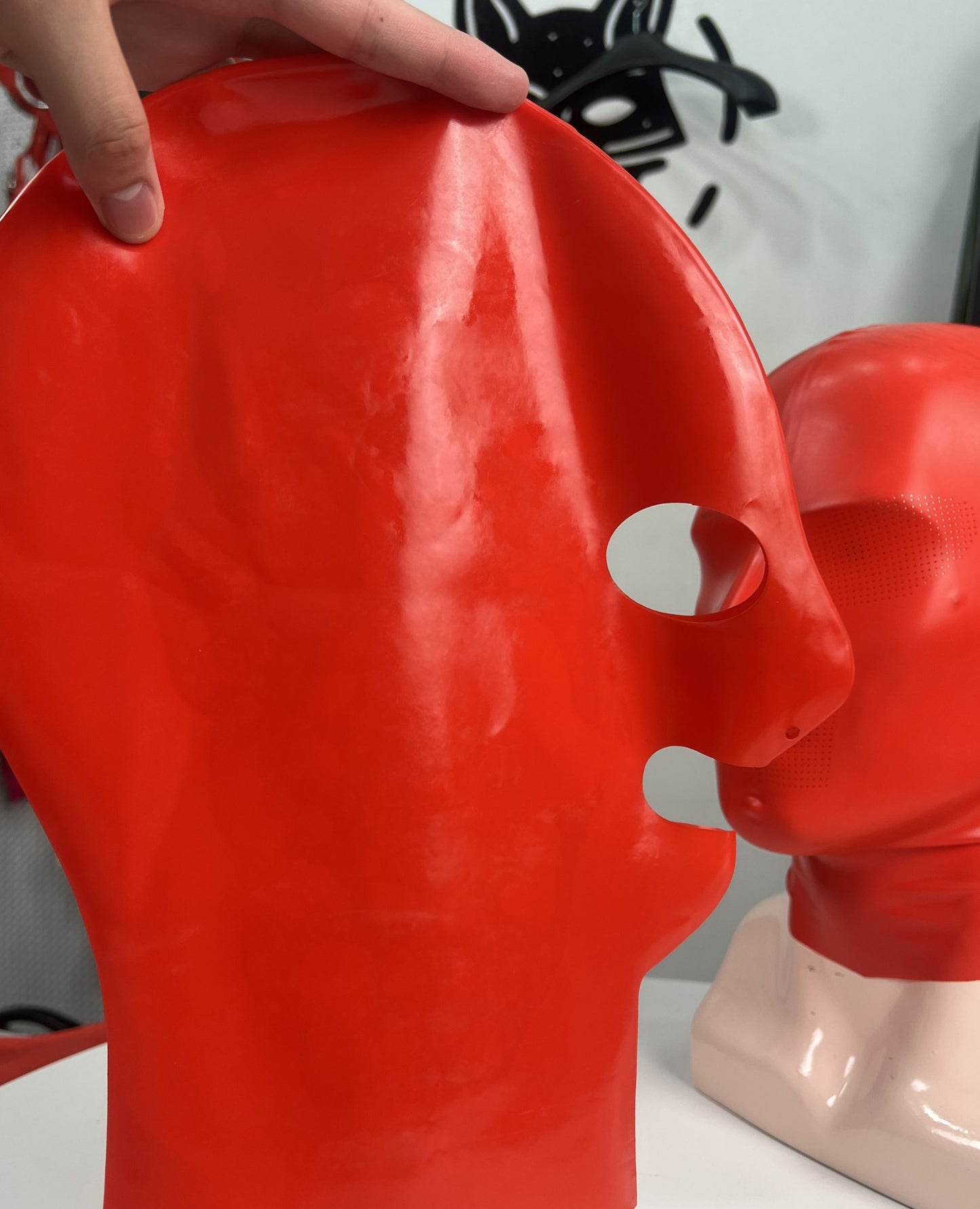 Red Microporous Rubber Stretch Hood Costume Head Mask