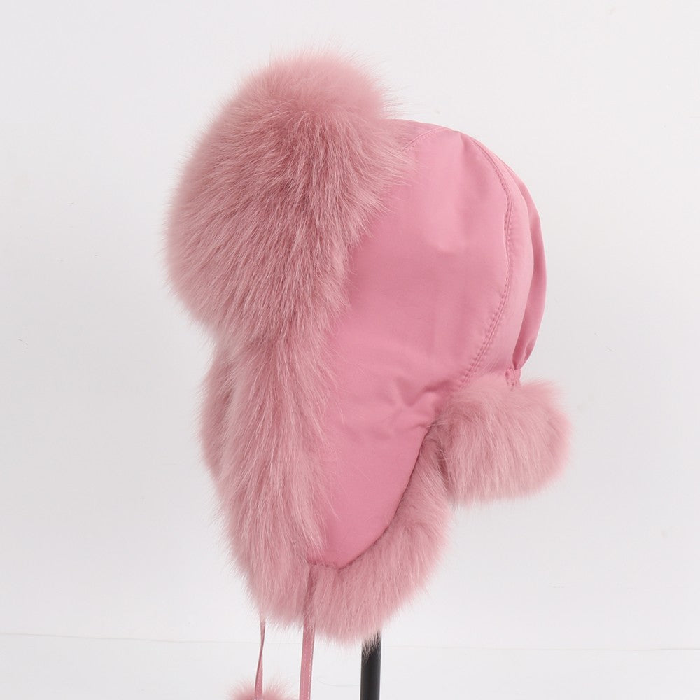 2025 Novo Chapéu Feminino Ushanka Russo de Pele de Raposa Natural Inverno Grosso Quente Orelhas Moda Chapéu Bomber Senhora Gorro Genuíno de Pele de Raposa Real