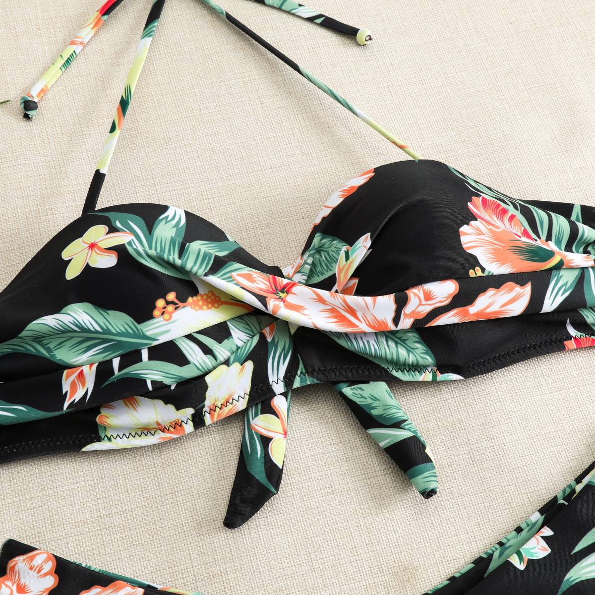 Push Up Bikini Set Women's Swimwear 2024 New Halter Bandeau Underwire Swimsuit Beach Bathing Swimming Suit for Women