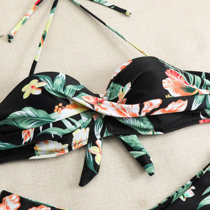 Push Up Bikini Set Women's Swimwear 2024 New Halter Bandeau Underwire Swimsuit Beach Bathing Swimming Suit for Women