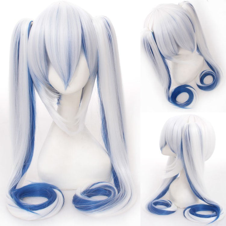 28 Cores Peruca de Cosplay Mi Ku Longa Resistente ao Calor Cabelo Sintético Clip Rabos de Cavalo Perucas de Festa de Halloween + Touca de Peruca Snow Mi Ku
