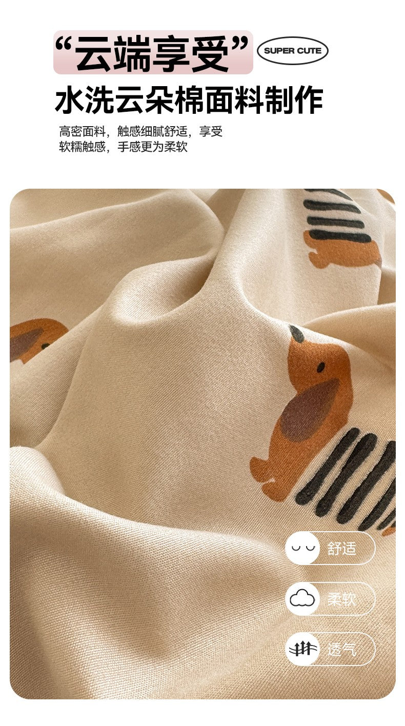 Cute Dog Printed Duvet Covet Set Brown Color Comforter Cover with Pillowcase for Kids Single/Queen/King housse de couette Full