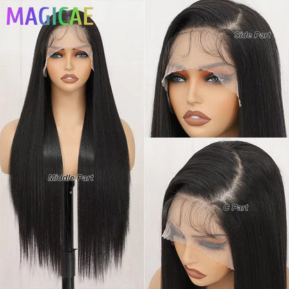 Perucas Frontais de Renda Reta de 30 polegadas 13X4 Castanho Claro P12/24 Ombre Coloridas Pré-selecionadas Macias Naturais de Alta Temperatura para Cosplay