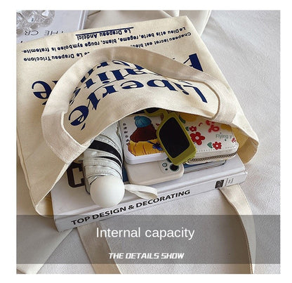 Canvas Women Handbags Shoulder Underarm Bag London Books Print Handbag Large Capacity Ladies Shopping Tote Bag Student Book Bags