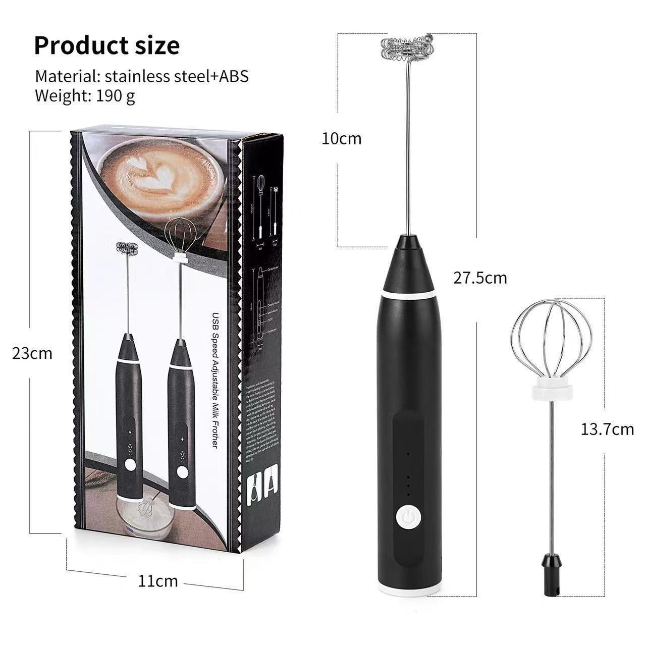 Máquina de café elétrica, espumador de leite portátil, batedor de ovos, batedeira de creme para bolo e geleia recarregável de 3 velocidades, liquidificador de cozinha
