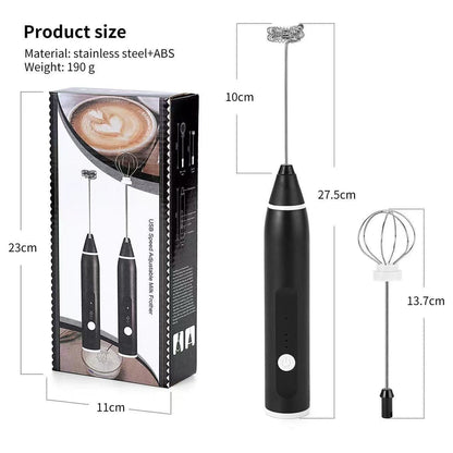 Máquina de café elétrica, espumador de leite portátil, batedor de ovos, batedeira de creme para bolo e geleia recarregável de 3 velocidades, liquidificador de cozinha