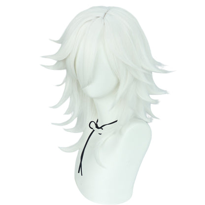 Synthetic Medium Length Fluffy Spiky Women Man Layered Straight Anime Cosplay Wig with Bangs for Halloween Party