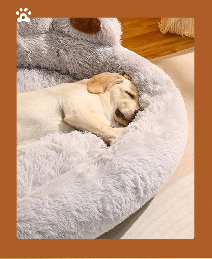 Cama Calmante em Formato de Pata para Pets, Cama de Rosca de Pelúcia Sintética para Cães e Gatos, Lavável à Máquina, Base Antiderrapante